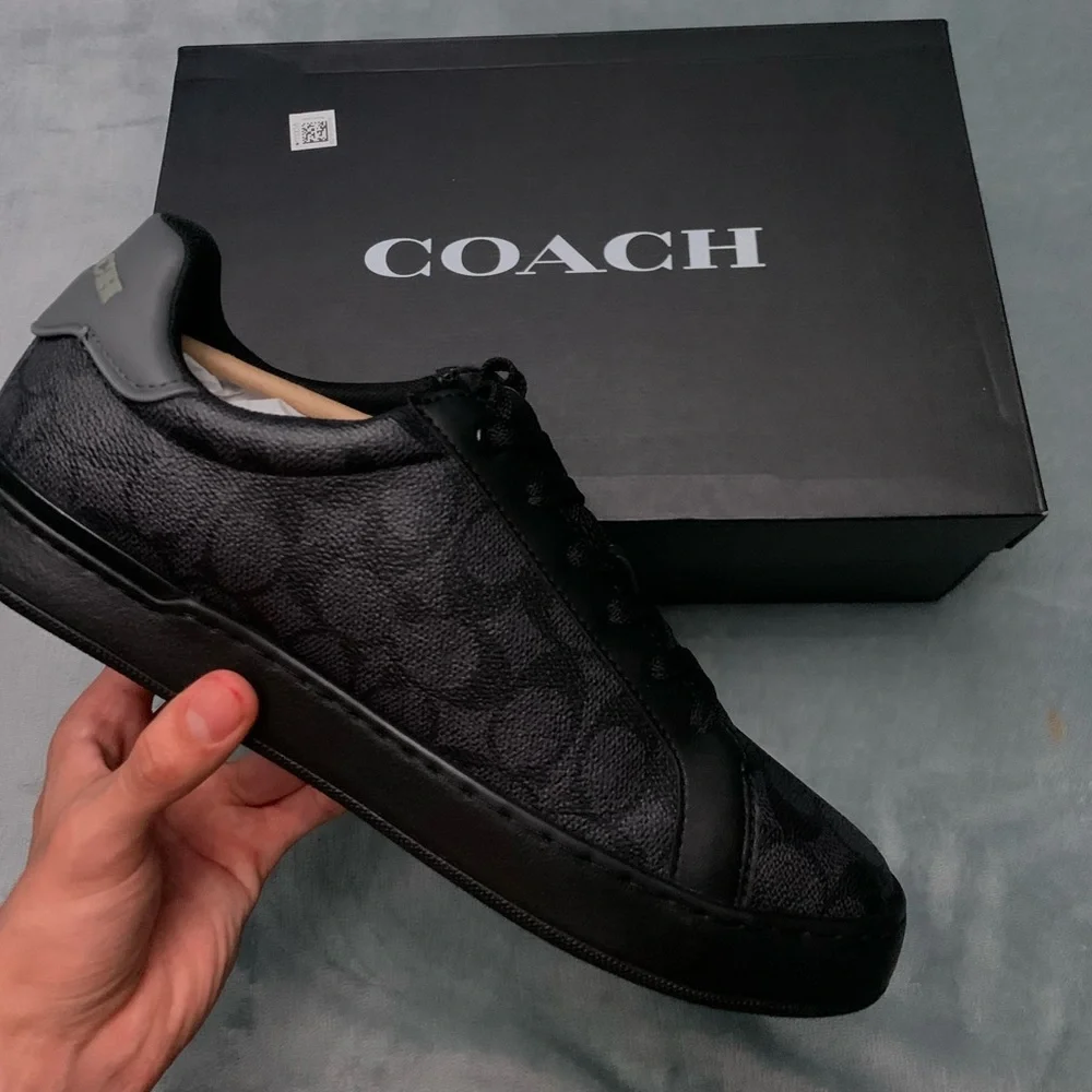 Coach Slip On Blue Black Monogram Sateen Black Low Sneakers Men\'s Size 11D Coach mens slip-on sneakers - Gem main image 4